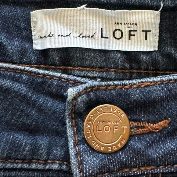 NWOT Loft dark wash low rise straight leg jeans pants size 10 b2 - Picture 2 of 5